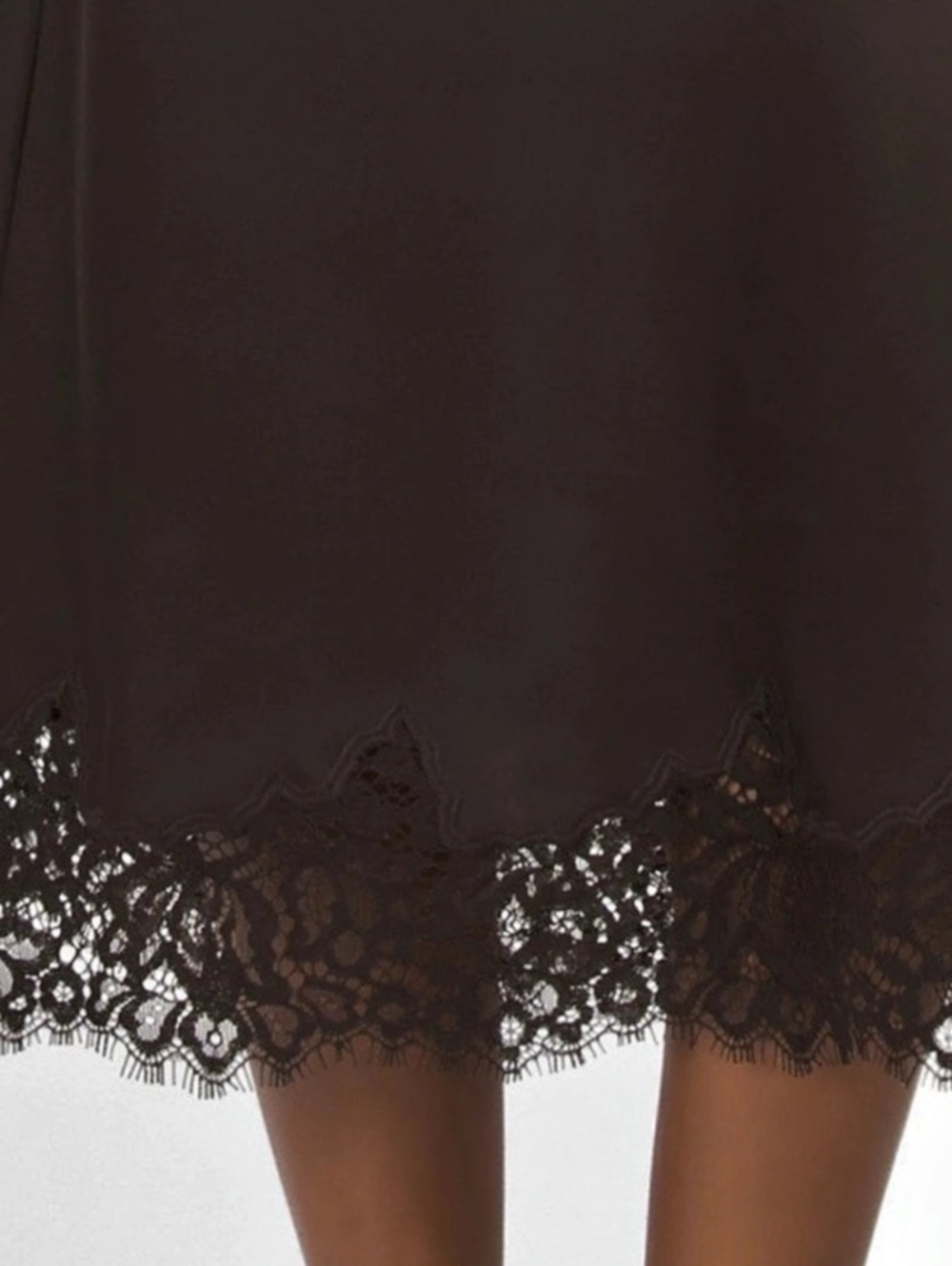 New Satin Lace Hem Midi Skirt in Brown Chocolate NWT - Picture 3 of 5